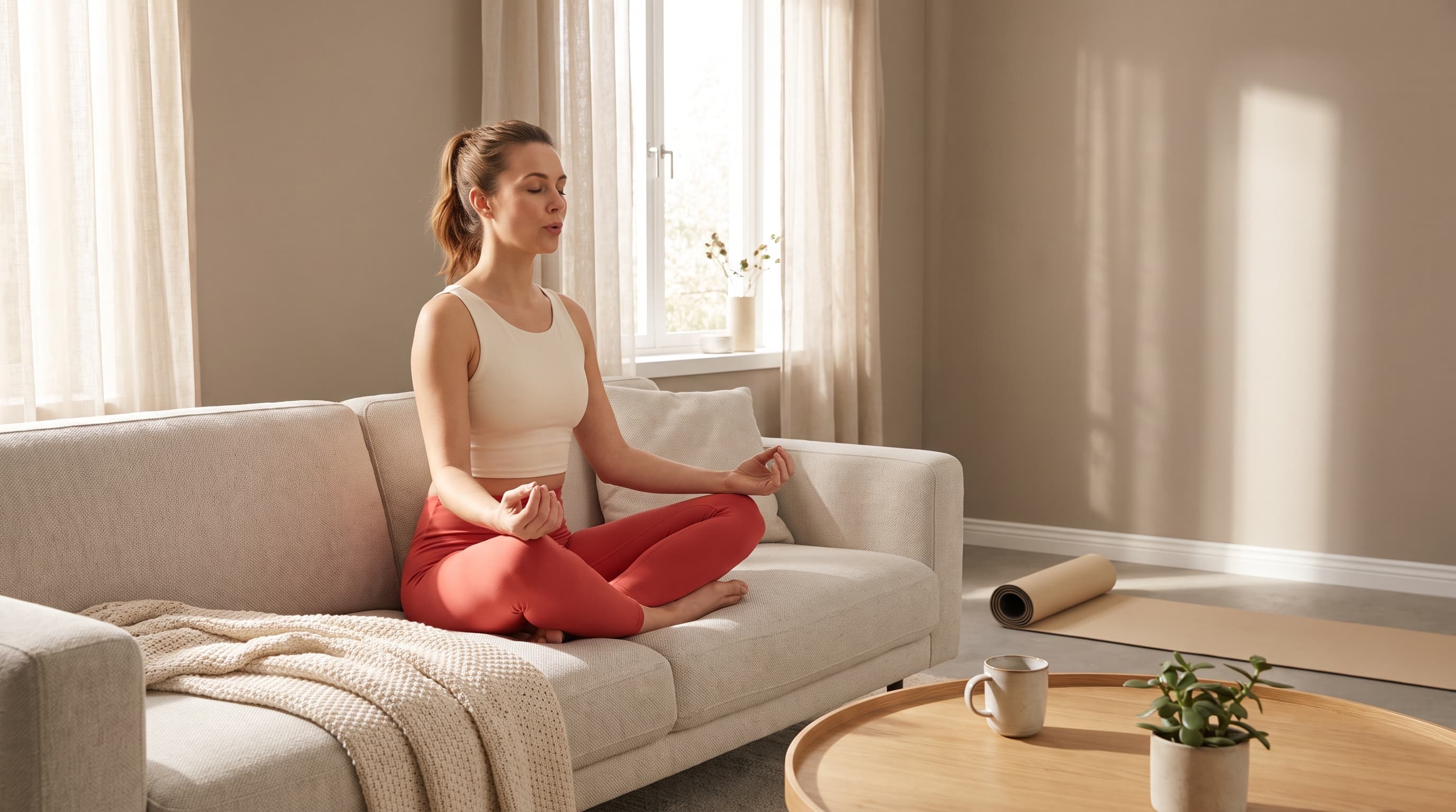woman breathing deeply